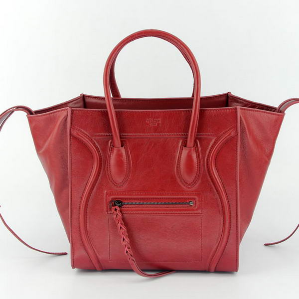 Celine Luggage Phantom Square Bags Bright Leather 108905 Red