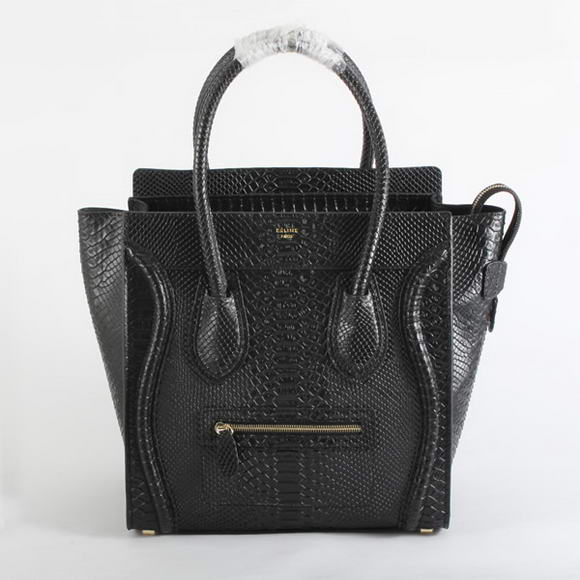 Celine Luggage Bags Medium in Snake Veins Black