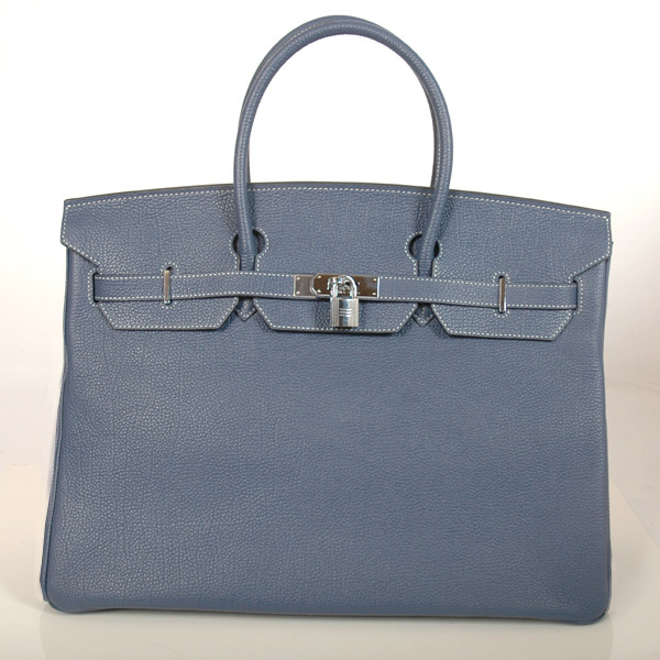 Hermes Birkin togo leather 40CM togo in Dark Blue with Silver hardware