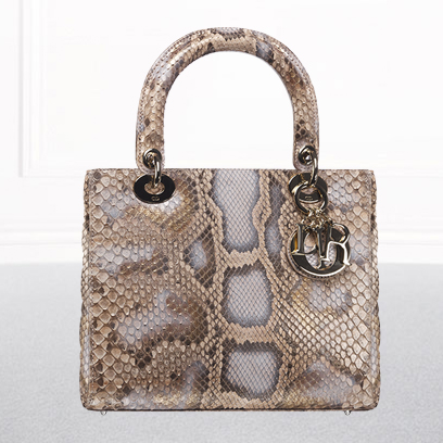 Bronze pearlised python 'Lady Dior' bag