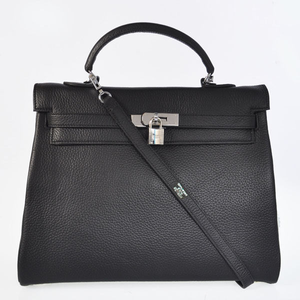 Hermes kelly 35CM clemence leather in Black with Silver hardware