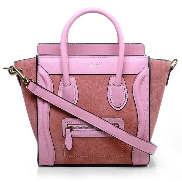 Celine Luggage Nano Bag Original Suede&Calf Leather Pink