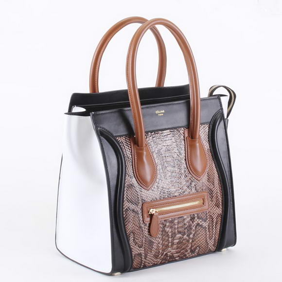 Celine Luggage Bags Jumbo in Snake Veins Dark Coffee