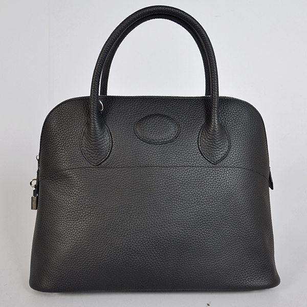 Hermes Bolide Bag 37cm clemence leather in Black with Silver hardware