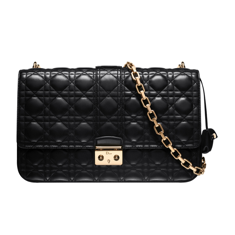 Black leather Miss Dior bag