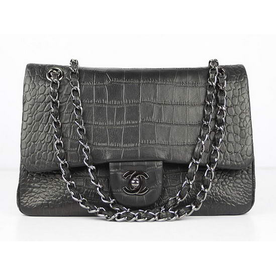 Chanel Fall Winter 2012 Croc Veins Leather Flap Bag A01112 Black