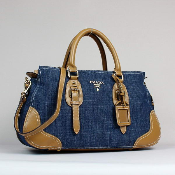 Fashion Prada Denim with Saffiano Tote Bags BN1786 Apricot