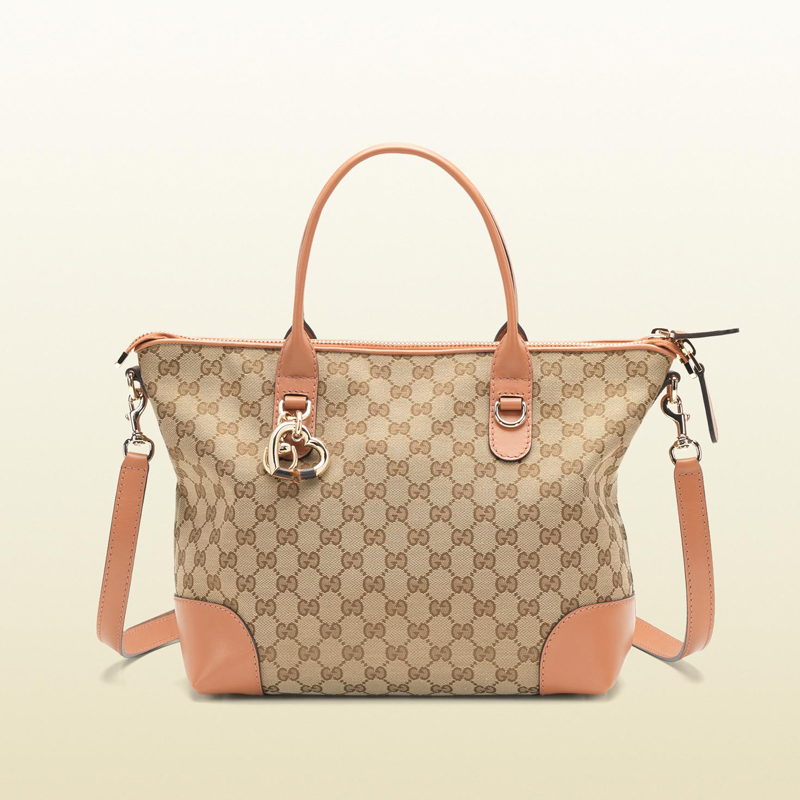 gucci heart bit charm original GG canvas top handle bag