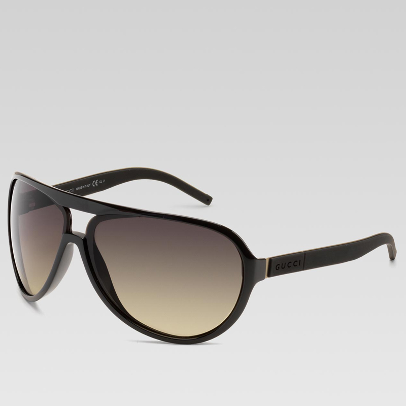 large aviator sunglasses with gucci logo on temple