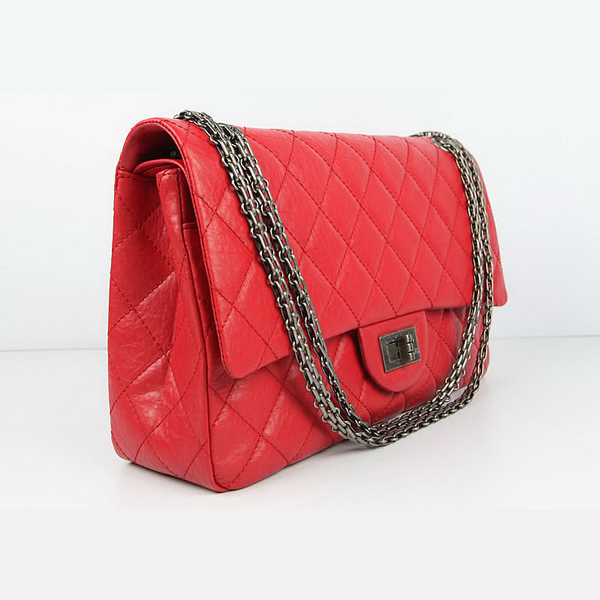 Chanel Flap Bag Quilted Red Leather with Silver Chain