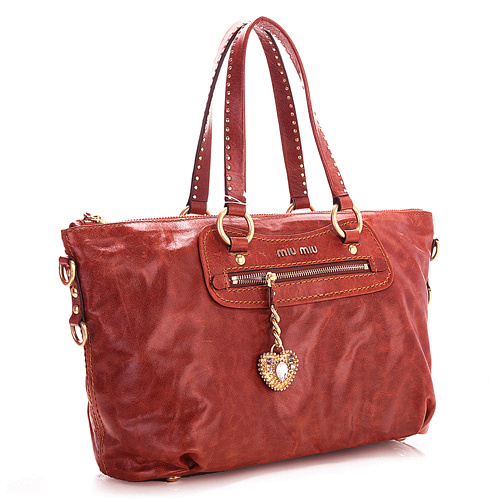 Miu Miu Shiny Leather Tote Bag 6683 Bordeaux