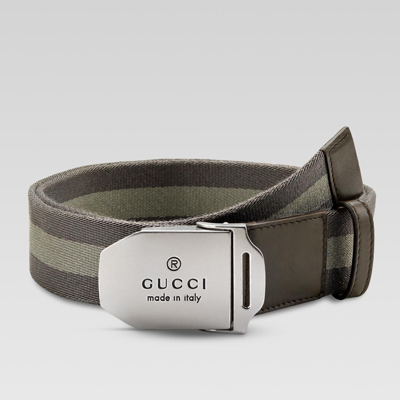 slider belt with engraved gucci trademark buckle