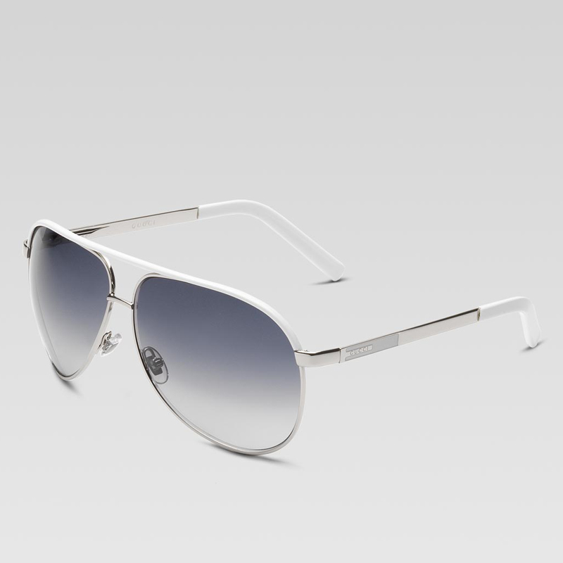 medium aviator sunglasses with gucci logo on templ