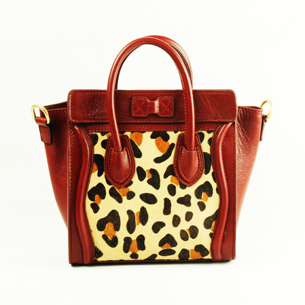 Celine Luggage small Fashion Bag Coffee Leopard