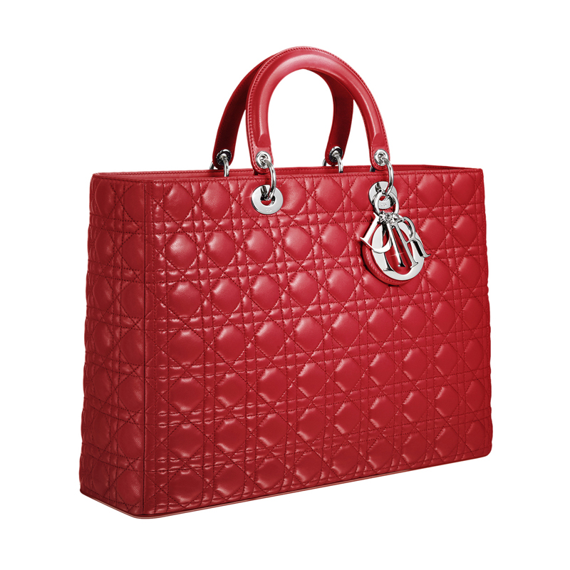 Large Miss Dior shopping bag in red leather