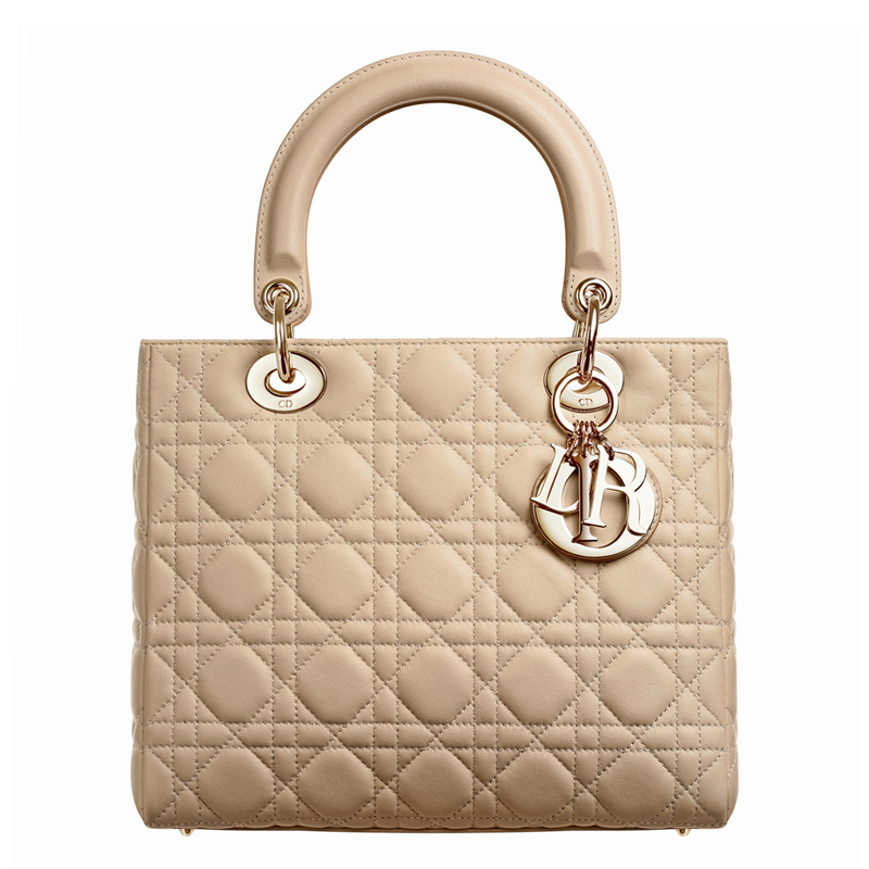 Lady Dior bag in beige leather