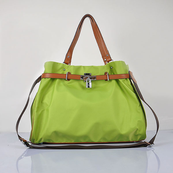 Hermes 2012 Waterproof Fabric Shoulder Bag Green