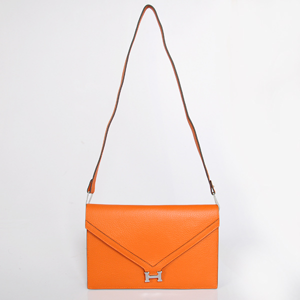 Hermes Liddy Bag clemence leather in Orange with Silver hardware