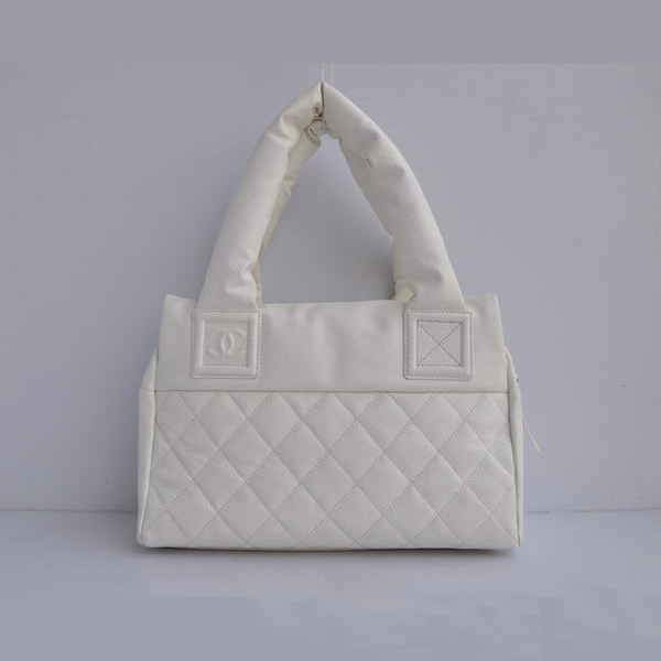 Chanel Coco Cocoon Small Leather Tote Bag A48619 White