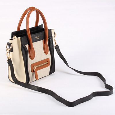 Celine Luggage small Fashion Bag Rich White Orange Black