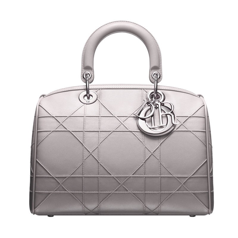 Mink-grey leather 'Dior Granville' polochon bag