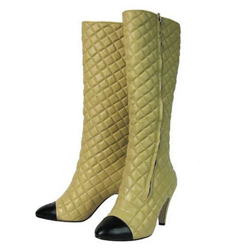 Chanel Grilled Leather High-Boots Yellow