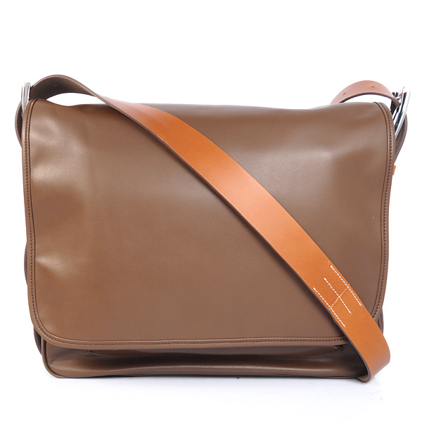 Hermes 35cm Barda men's bag Cowskin leather in Dark Brown