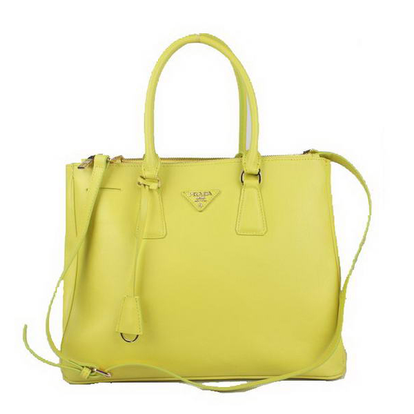 Prada Saffiano Calf Leather Tote Bag BN5023 Lemon