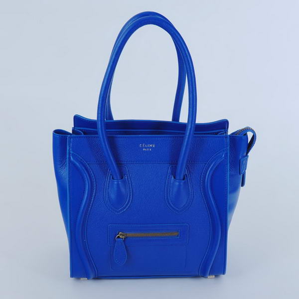 Hot Sell Celine Luggage Micro Boston Bag Calf Leather Blue