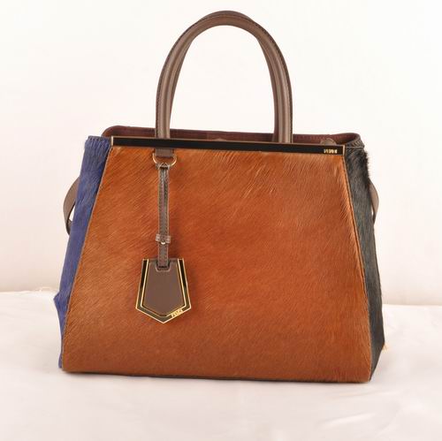 Fendi '2Jours' Horsehair Calfskin Leather mixed color shoulder and tote bag