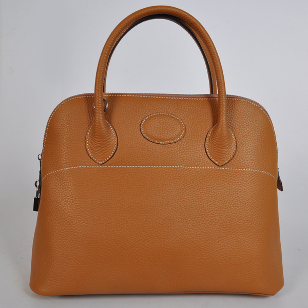 Hermes Bolide Bag 37cm clemence leather in Camel with Silver hardware