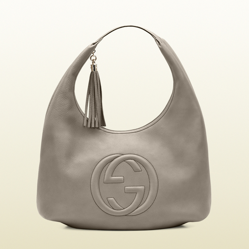 gucci soho fango color leather hobo