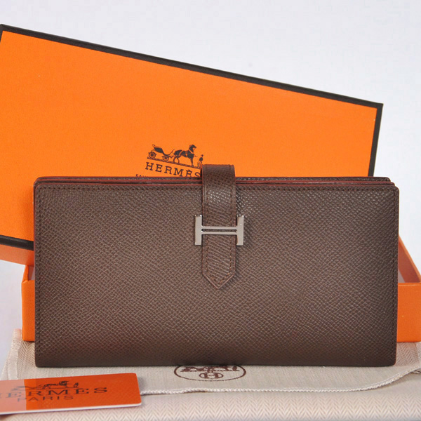 Hermes 2 flod original leather wallet in Dark Brown