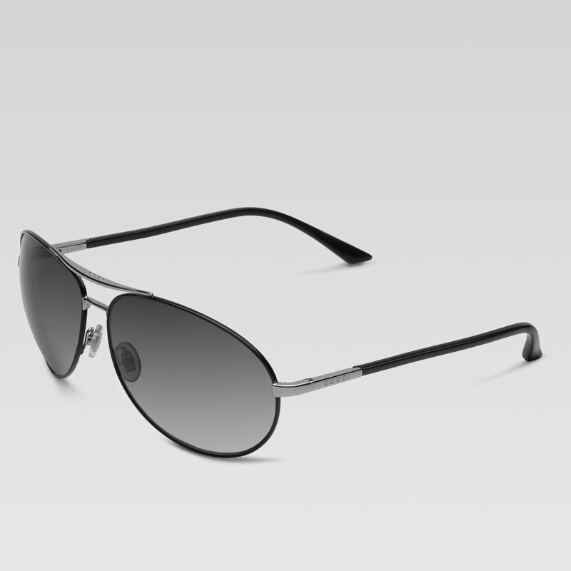 aviator sunglasses with gucci logo on temple