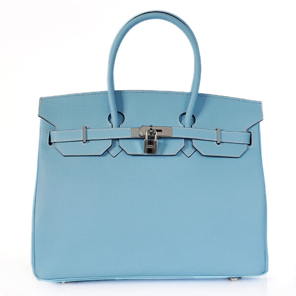 Hermes Birkin 35CM Palm stripes leather in light blue with Silver hardware