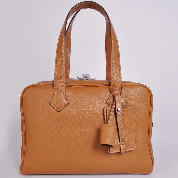 Hermes Victoria Bag clemence leather in Camel with Silver hardware