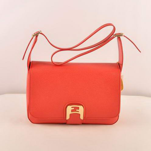Fendi Chameleon Classic Saffiiano Leather Medium Shoulder Bag 2539 Red
