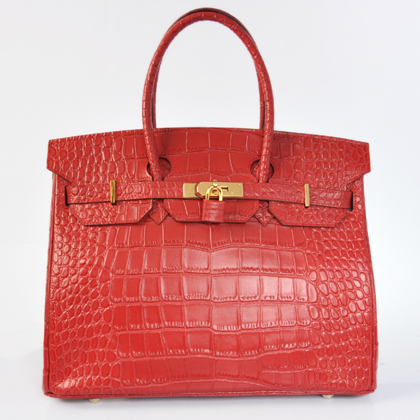 Hermes Birkin 35CM Crocodile stripes leather in Flame with Gold hardware