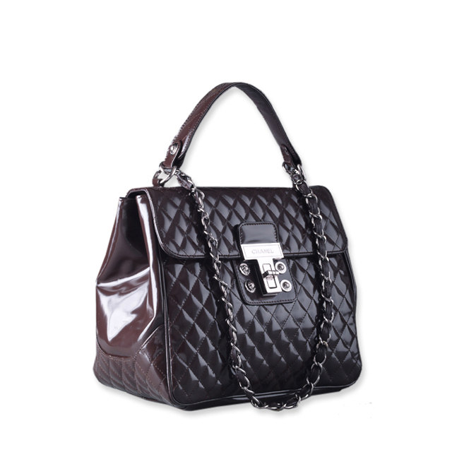 Chanel Quilted Patent Leather Flap Bag