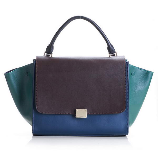 Newest 2012 Celine Trapeze Bags Original Leather 3342 Royalblue Brown Green