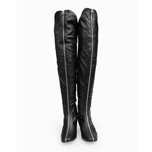 Chanel Leather Over Knee High Boots Black