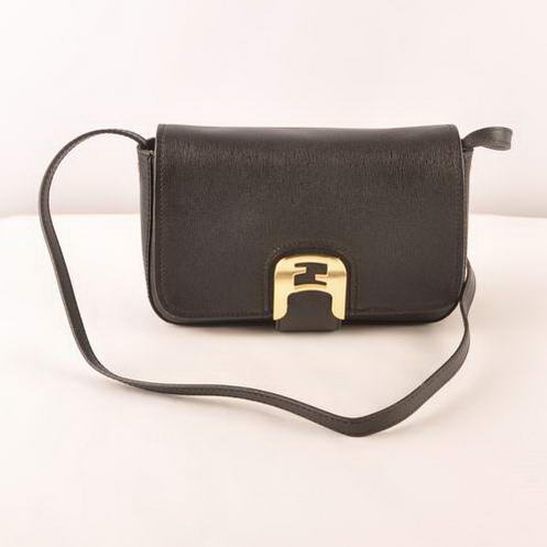 Fendi Chameleon Classic Saffiiano Leather Small Shoulder Bag 2541 Black