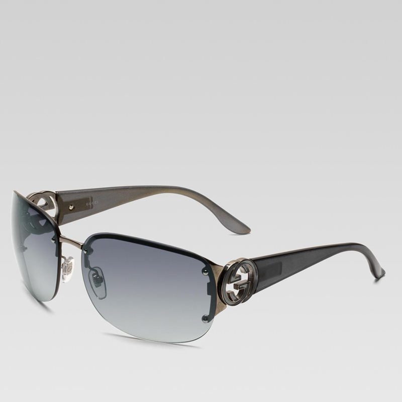 small rimless sunglasses with GG logo on temple