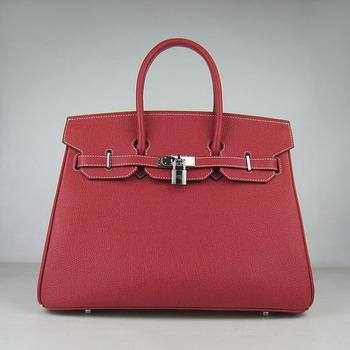 Hermes 35CM Red Cowhells Stripe (silver)