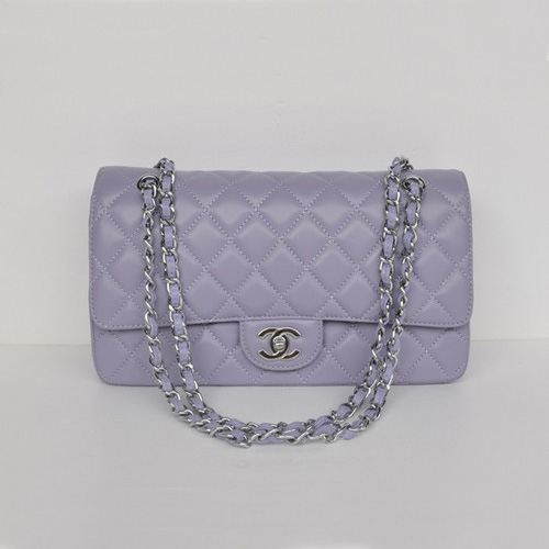 Chanel Flap Bag Silver Chain Rice 1113 light purple