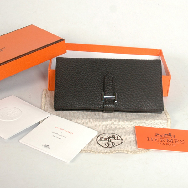 Hermes 2 flod original leather wallet in Black