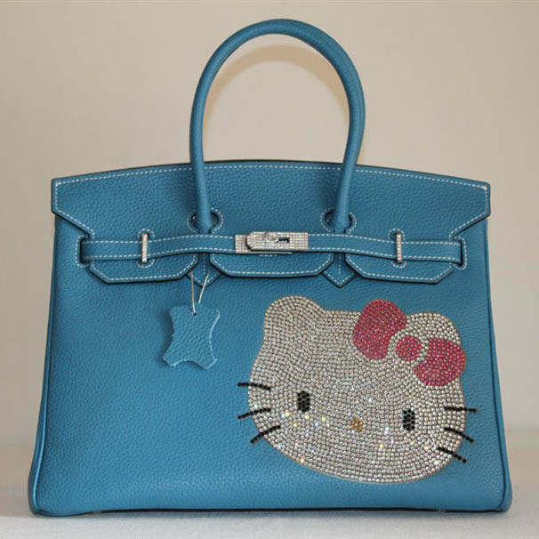 Hermes Birkin Hello Kitty 35CM Togo Leather Bag Blue HK0001