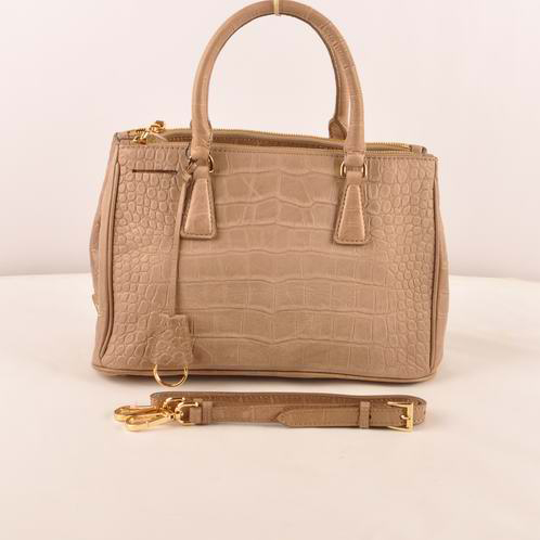 Prada Small Croco Leather Tote Bag Brown