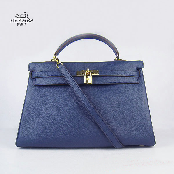 Hermes Kelly 35cm Togo Leather Bag Dark Blue 6308 Gold Hardware