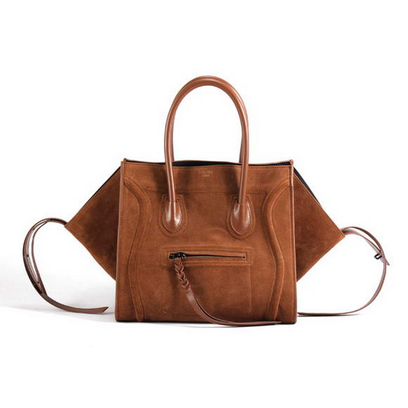 Celine Luggage Phantom Square Bags in Suede Brown